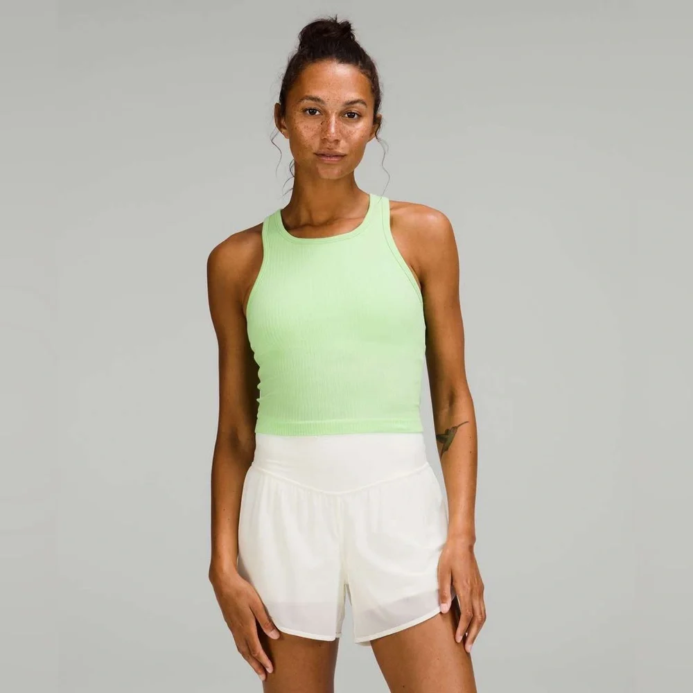 lululemon athletica Neon Green Ribbed Racerback Tank - Picture 1 of 9